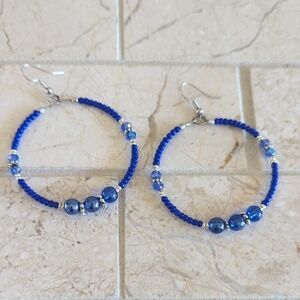 Blue Hoop Earrings